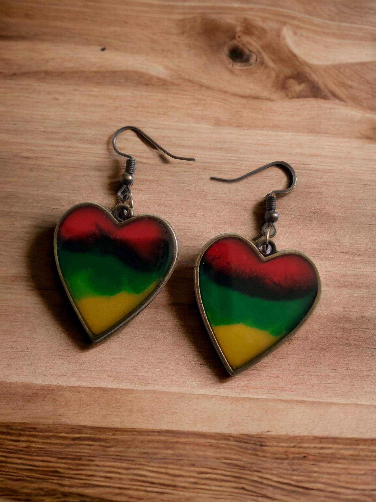 Rasta Heart Dangle Earrings
