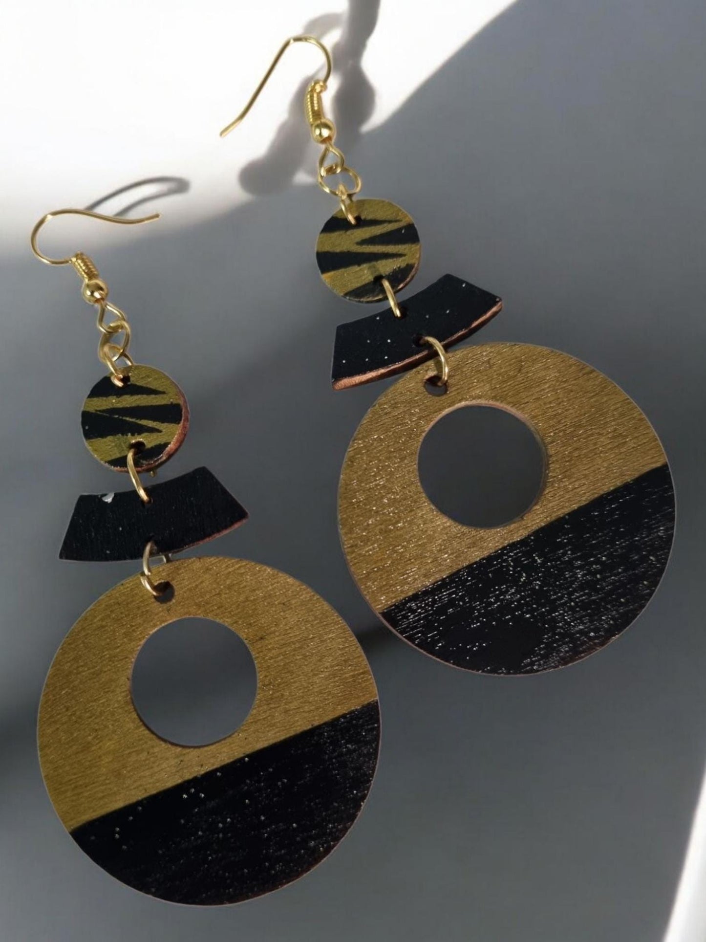 Black & Gold Dangle Earrings