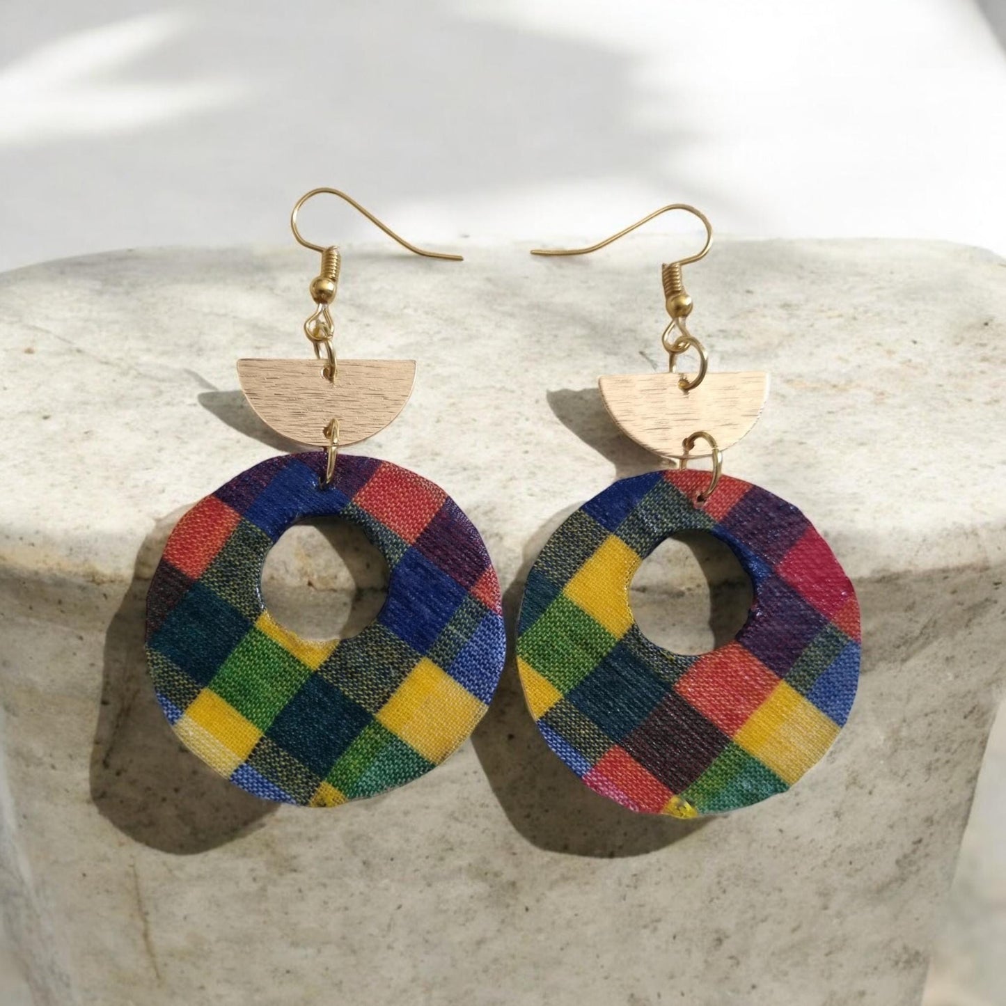 Madras Round Earrings