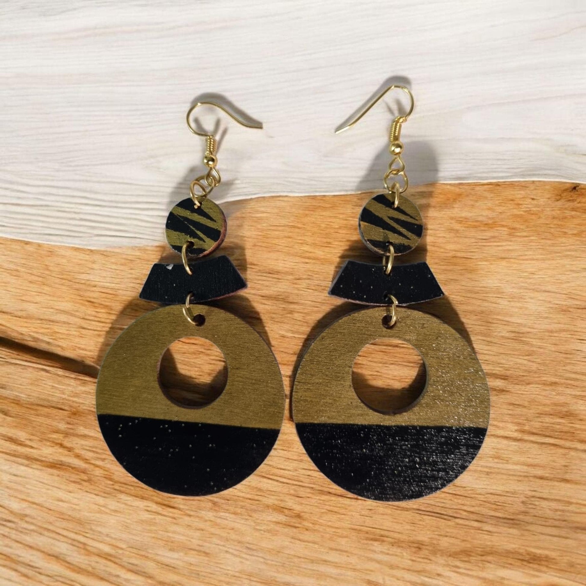 Black & Gold Dangle Earrings