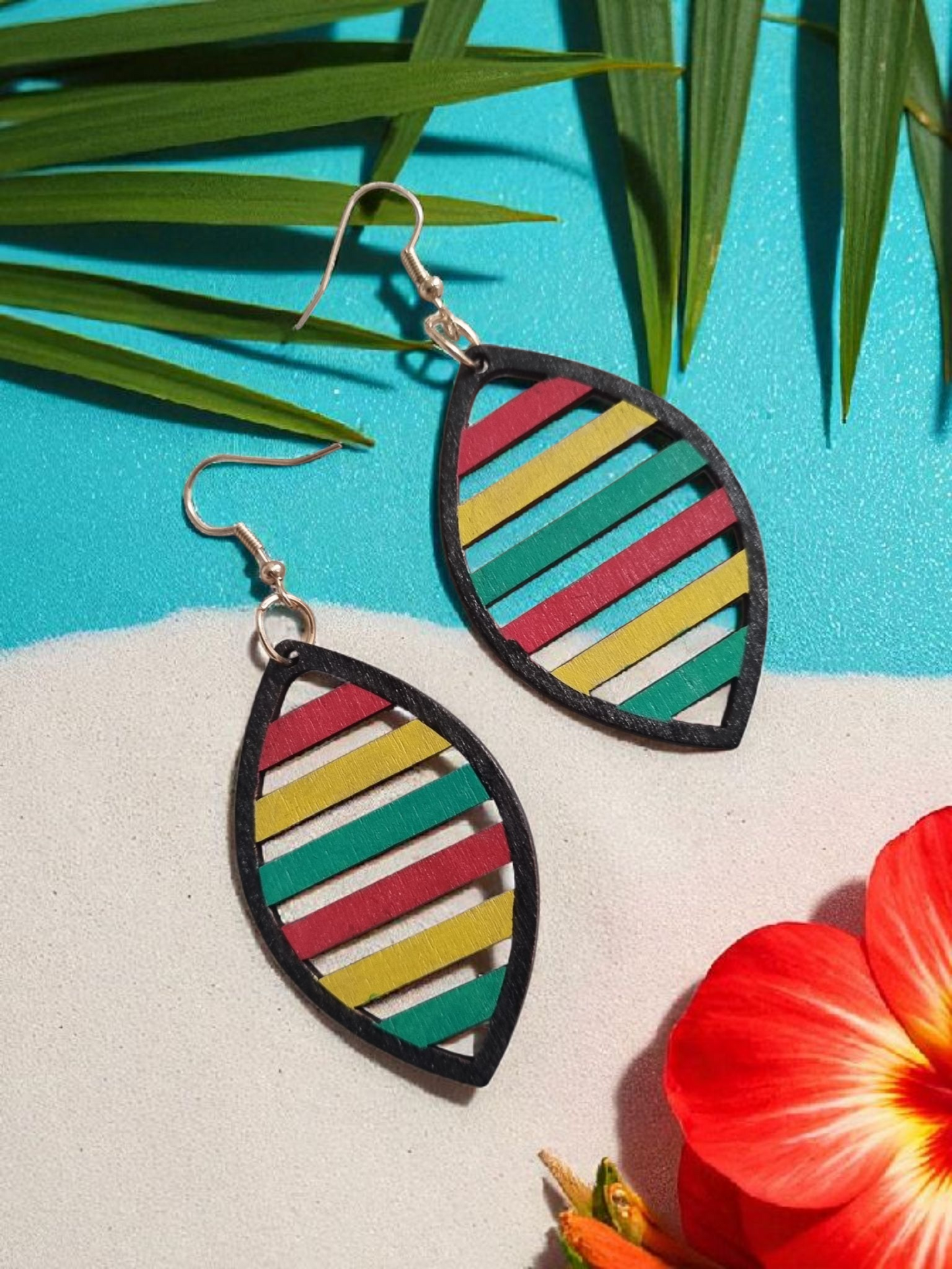 Rasta-Style Dangle Earrings