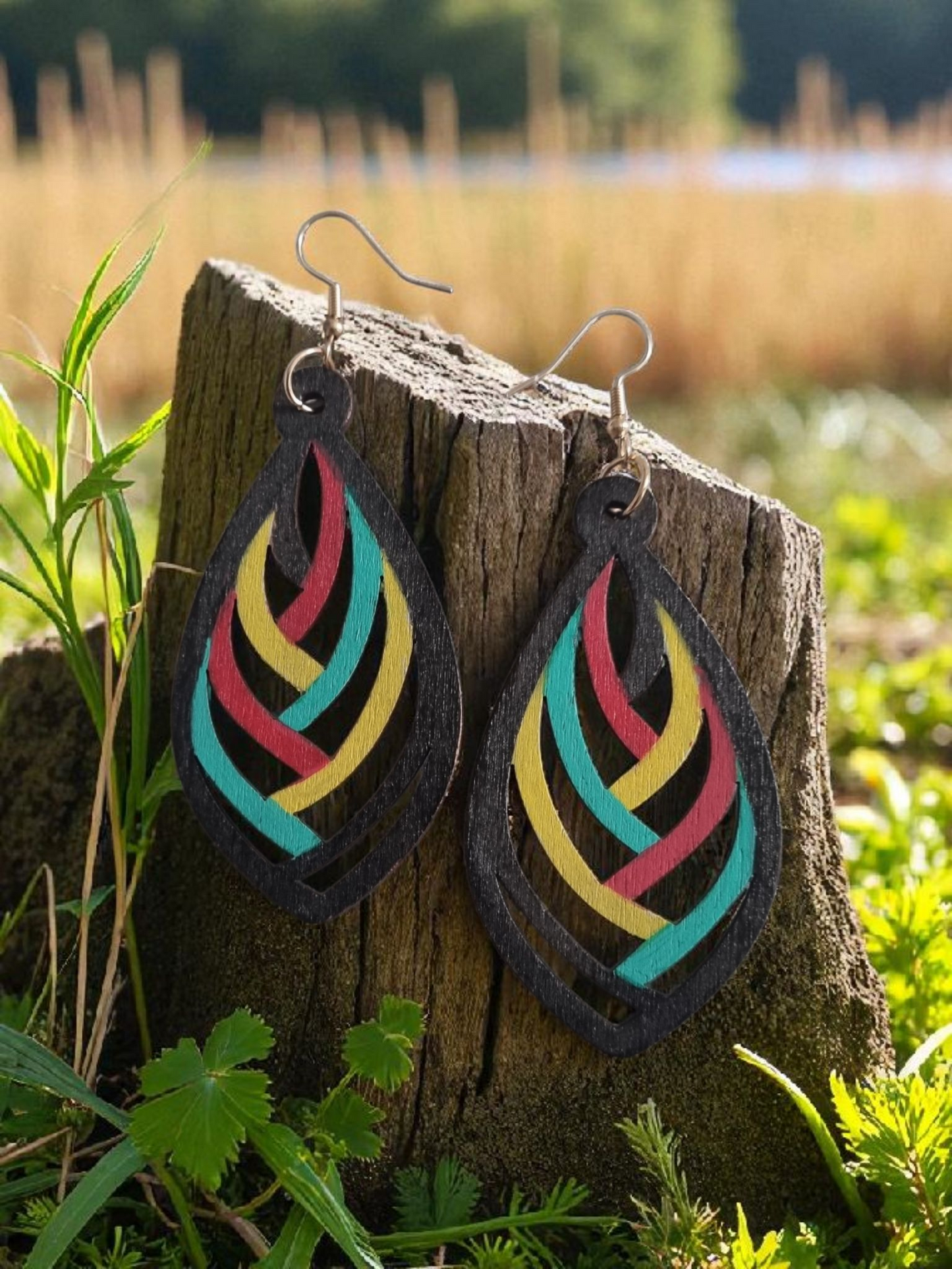 Rasta-Style Dangle Earrings