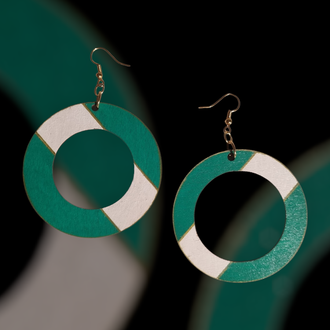 Green Stripe Hoop Earrings