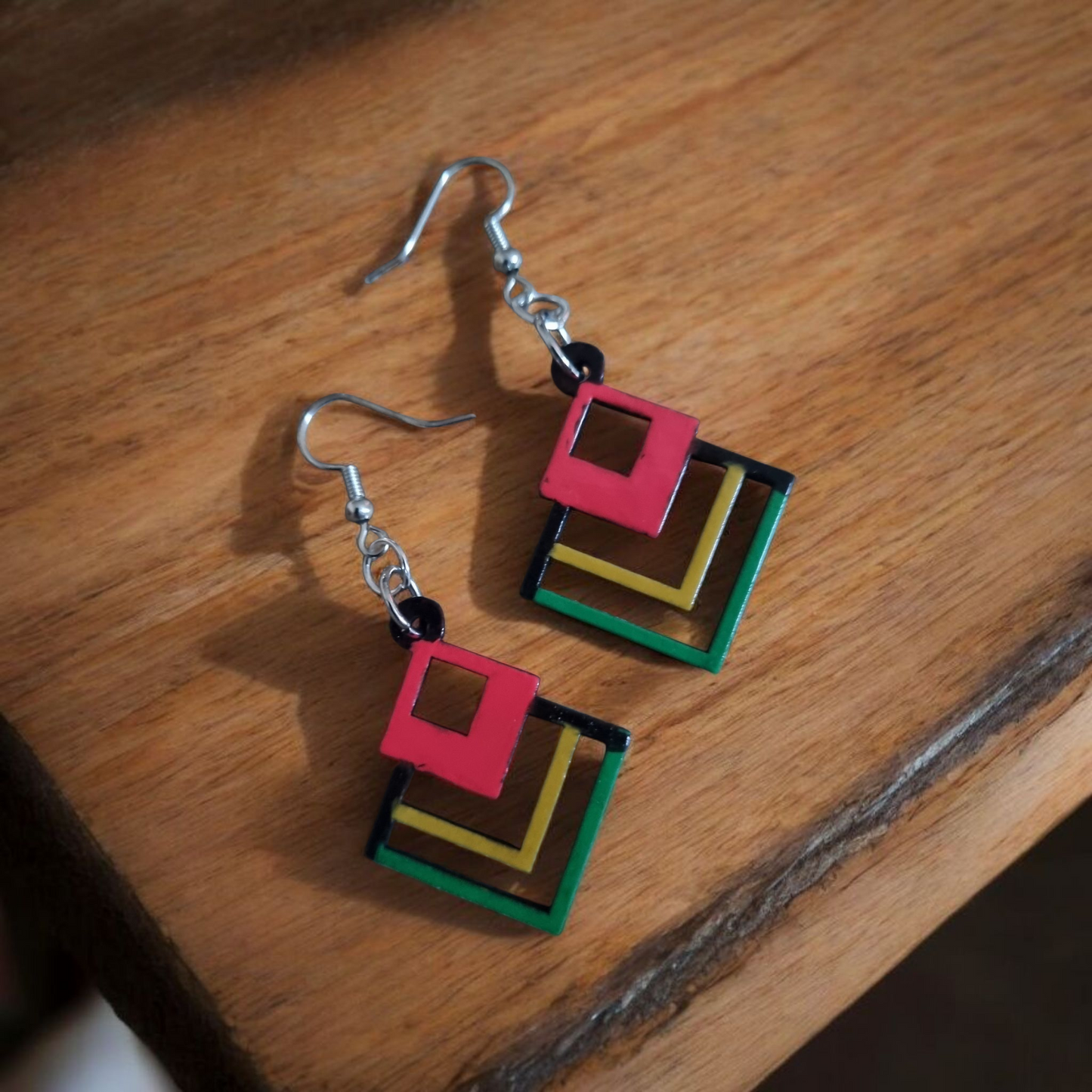 Rasta-Style Dangle Earrings