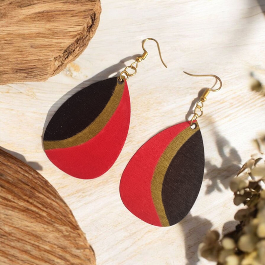 Red, Black & Gold Dangle Earrings